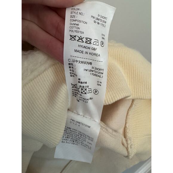 SJYP Unisex Sherpa Fleece Hoodie Ivory + Orange Hoodie Sweatshirt - Sz L - Picture 10 of 14